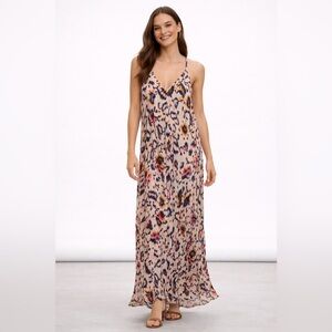 Maria Cher 100% Silk Elegant Print Maxi Dress